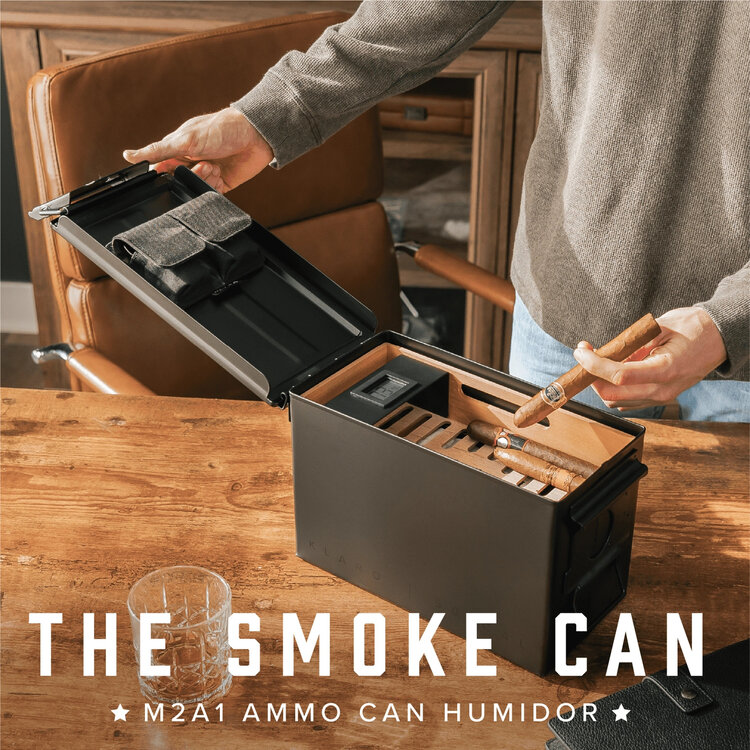 Klaro Smoke Can Humidor, 50 Cal, Schwarz/50 Zigarren