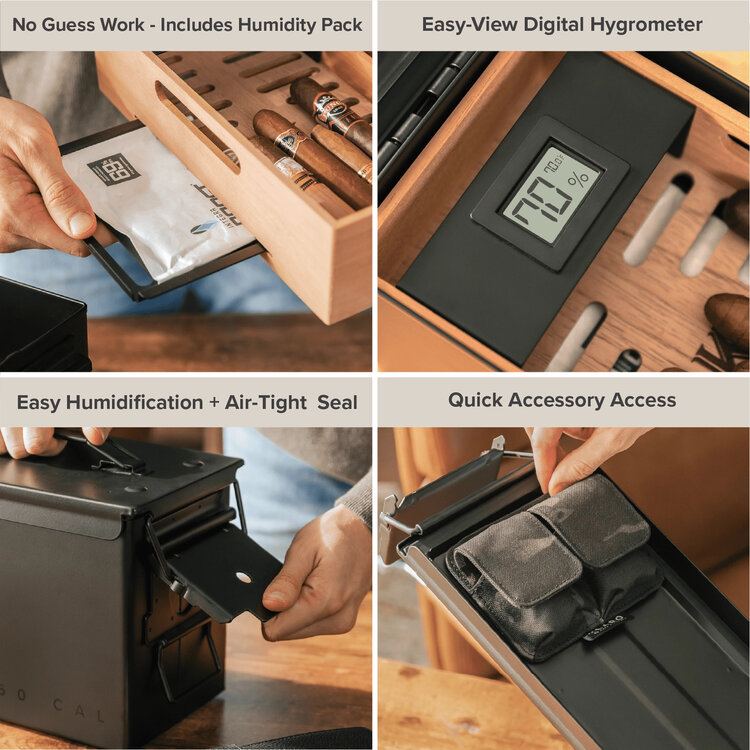 Klaro Smoke Can Humidor, 50 Cal, Schwarz/50 Zigarren