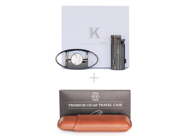 Klaro Zubehörset - Zigarrenschneider, Torch-Feuerzeug, Reiseetui