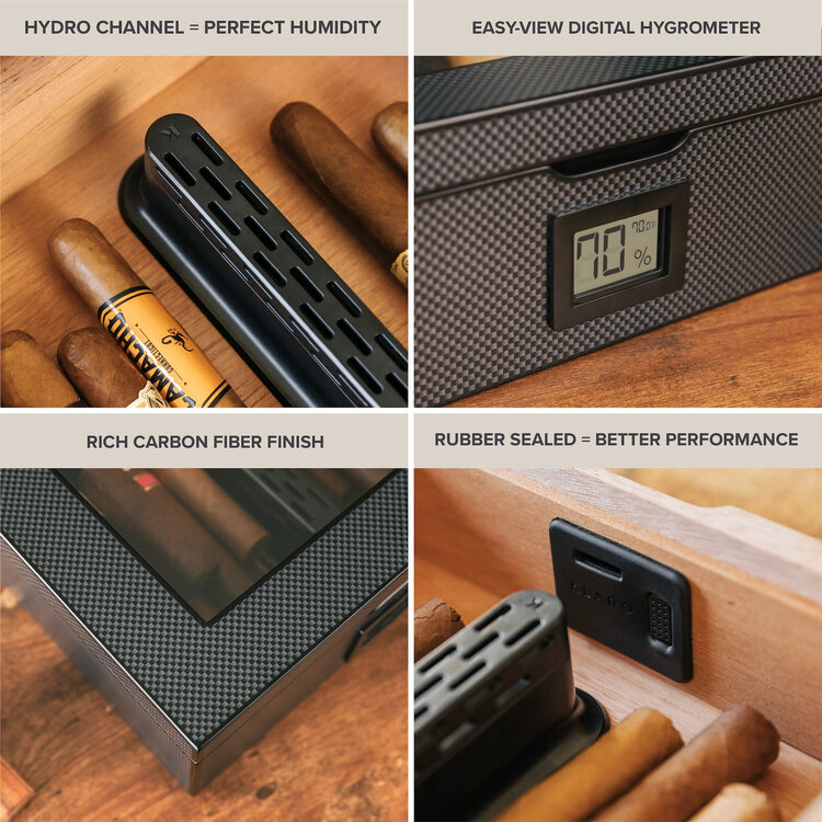 Klaro  MAG Humidor, Carbon-Oberfläche 20-30 Zigarren