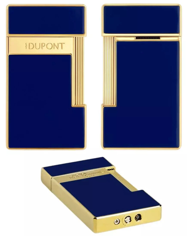 S.T. Dupont Slimmy Feuerzeug Blaulack/Gold 028225