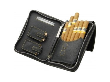 Adorini Zigarrenetui Leder cigar bag gelb