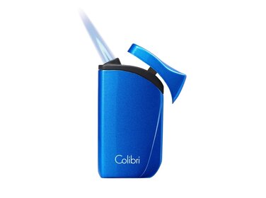 Colibri  Feuerzeug Falcon Metallic Blau mit Schrägflamme