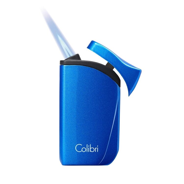 Colibri  Falcon Zigarrenanzünder Metallic Blau mit Schrägflamme