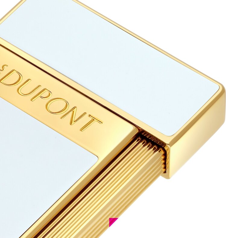 S.T. Dupont Slimmy Feuerzeug Naturlack Weiß Gold 028224