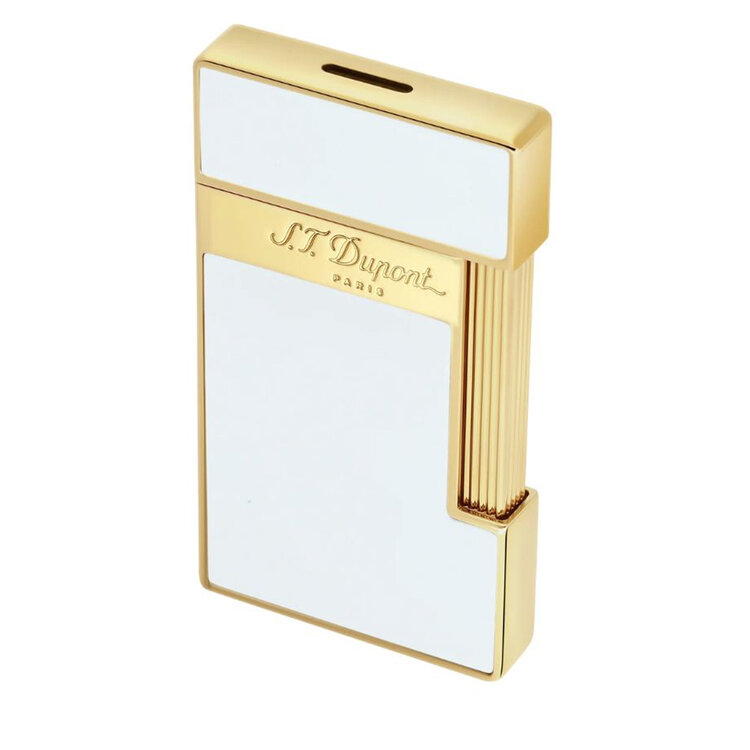 S.T. Dupont Slimmy Feuerzeug Naturlack Weiß Gold 028224