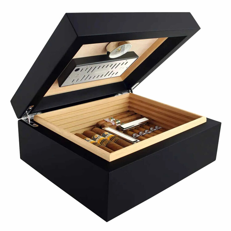 Adorini Humidor Torino Medium Deluxe Schwarz matt für 75 Zigarren