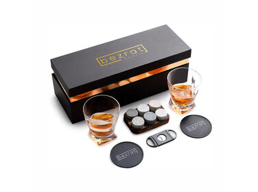 Bezrat Whiskeygläser und Zubehör – 12-teiliges Geschenkset