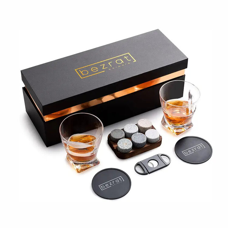 Bezrat Whiskeygläser und Zubehör – 12-teiliges Geschenkset
