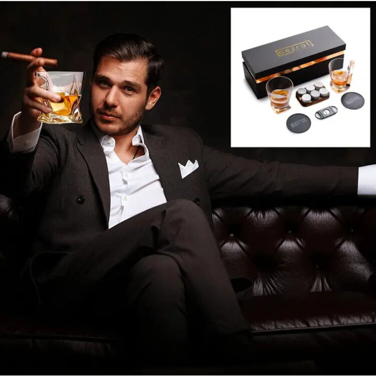 Bezrat Whiskeygläser und Zubehör – 12-teiliges Geschenkset