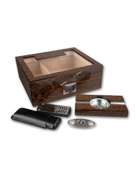 Angelo Humidor-Set mit Glasdeckel für 50 Zigarren inkl. Geschenkset
