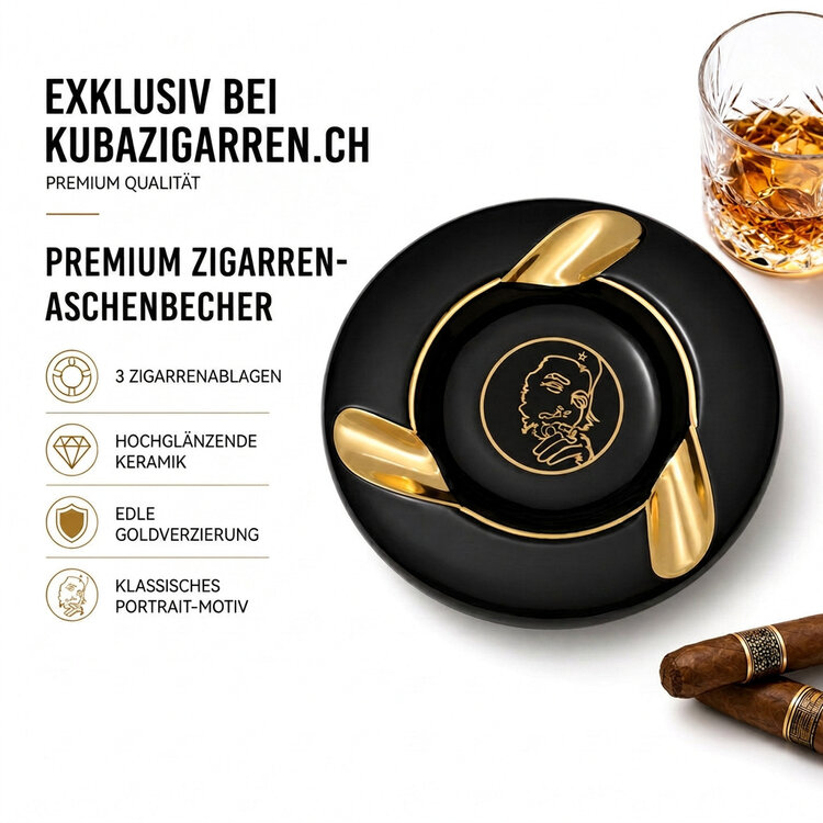 Guevara Zigarrenaschenbecher RAG-2309 Keramik Schwarz/Gold