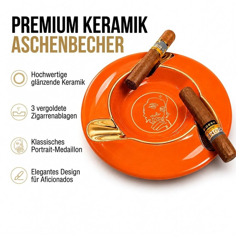 Guevara Zigarrenaschenbecher RAG-2309 Keramik Hermès Orange