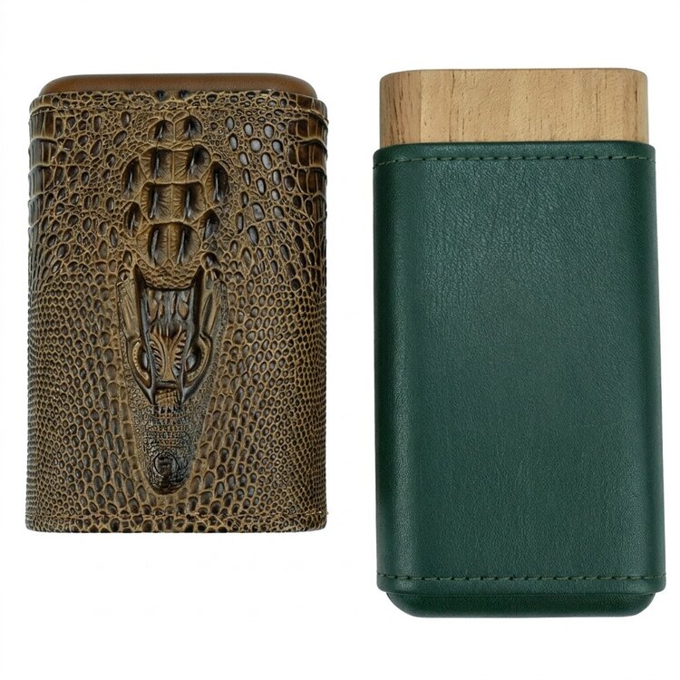 Guevara Zigarrenetui ZD010 Kroko-Optik Braun/Grün für 3 Zigarren