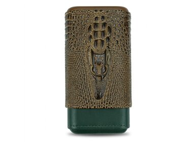 Guevara Zigarrenetui ZD010 Kroko-Optik Braun/Grün für 3 Zigarren