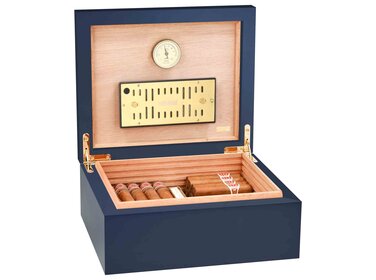 Adorini Humidor Medium Deluxe Midnight Blue Soft-Touch für 75 Zigarren