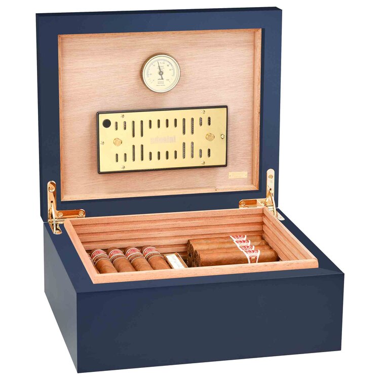 Adorini Humidor Medium Deluxe Midnight Blue Soft-Touch für 75 Zigarren