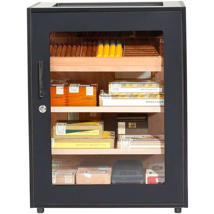Adorini Humidorschrank Salina Schwarz mit elektronischer Befeuchtung
