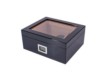 Angelo Humidor Carbon-Optik mit Glasdeckel für 40 Zigarren