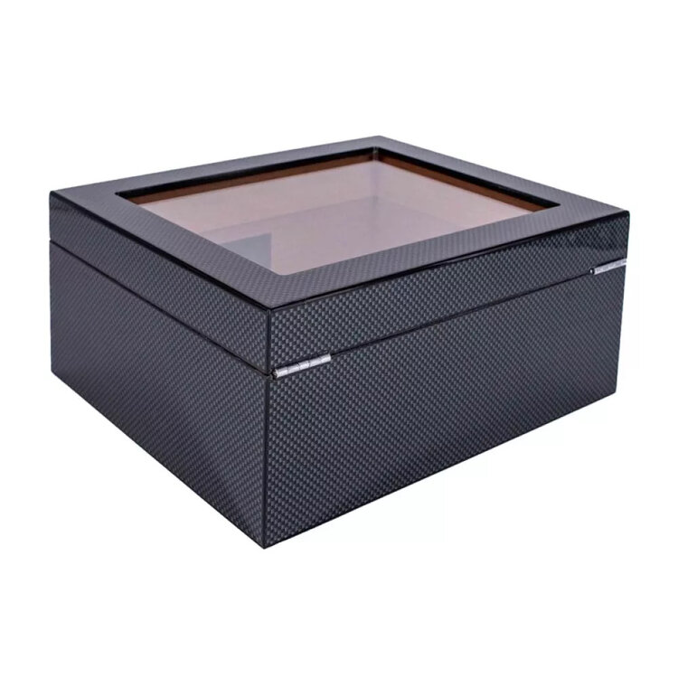 Angelo Humidor Carbon-Optik mit Glasdeckel für 40 Zigarren