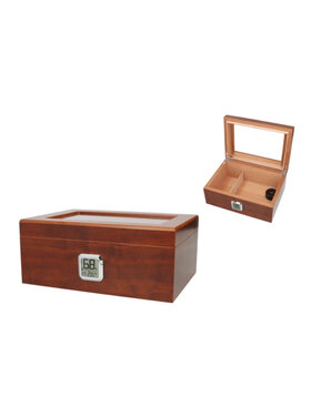 Angelo Angelo Humidor Braun mit Glasdeckel für 50–75 Zigarren
