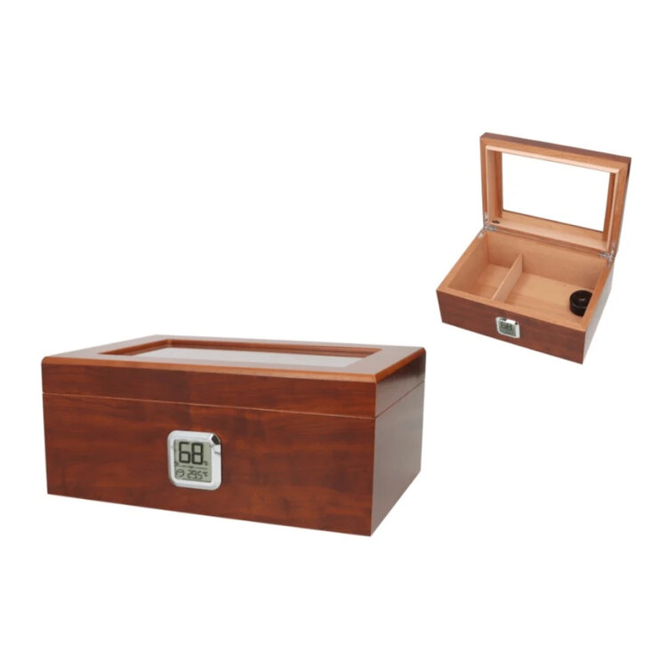 Angelo Angelo Humidor Braun mit Glasdeckel für 50–75 Zigarren