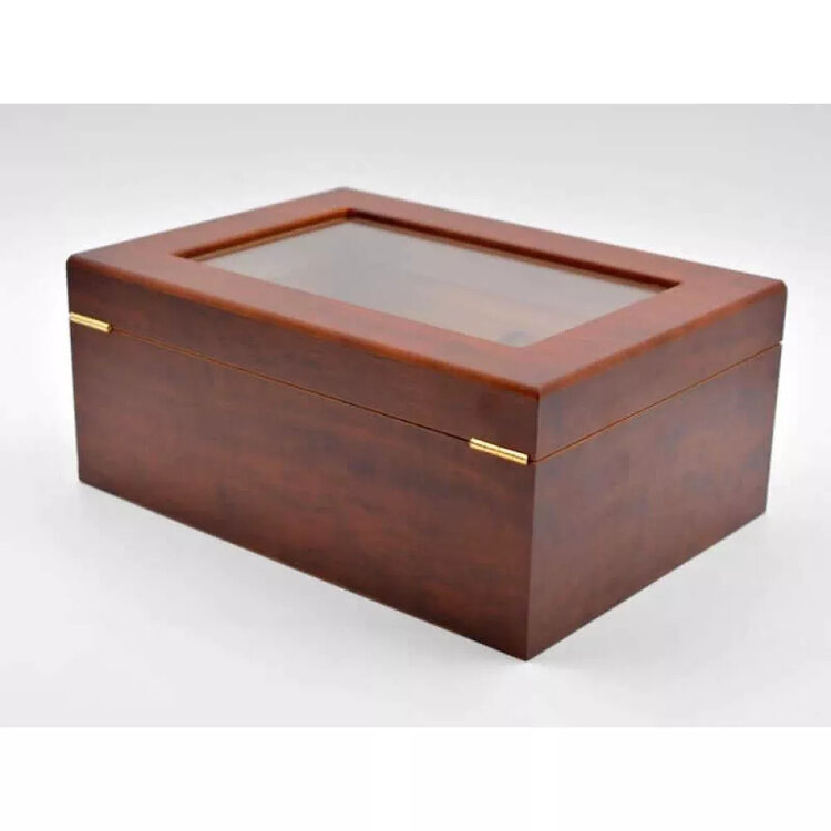 Angelo Angelo Humidor Braun mit Glasdeckel für 50–75 Zigarren