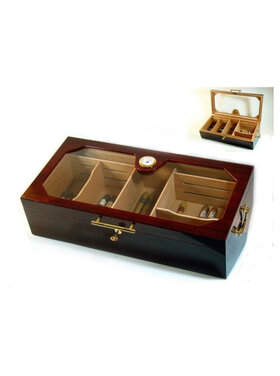 Angelo Humidor Rotbraun mit Glasdeckel für 150 Zigarren