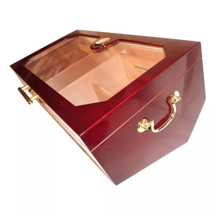 Angelo  Humidor Rotbraun mit Glasdeckel für 150 Zigarren