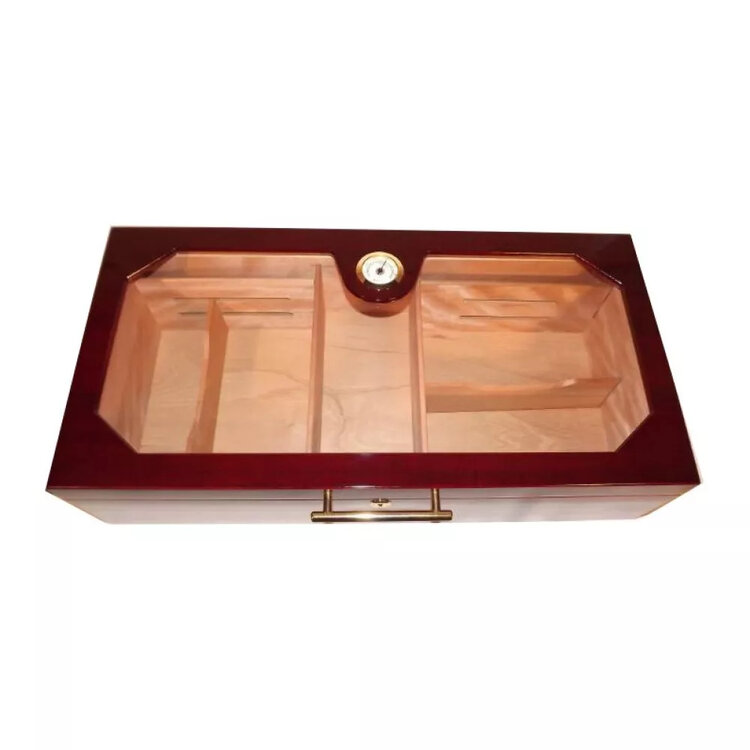 Angelo  Humidor Rotbraun mit Glasdeckel für 150 Zigarren