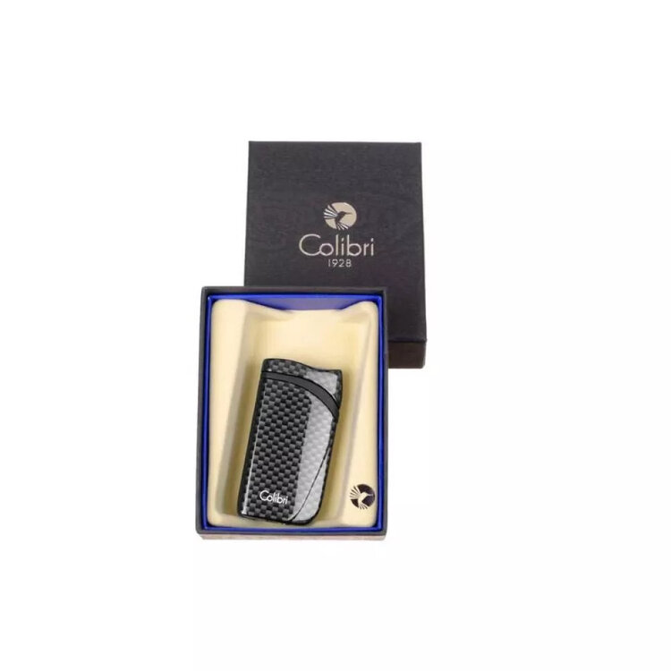 Colibri  Falcon Feuerzeug Carbon Schwarz mit Schrägflamme