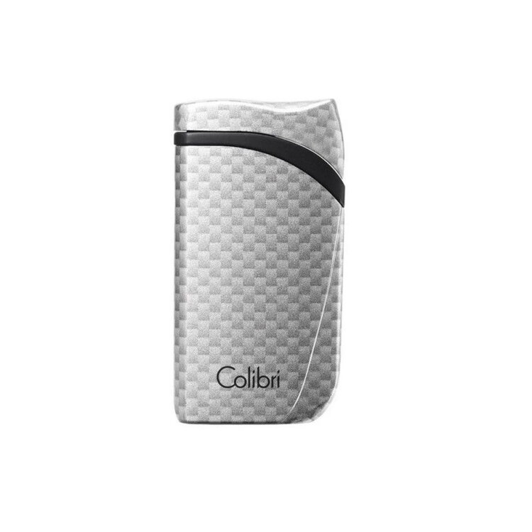 Colibri Falcon Feuerzeug Carbon Silber mit Schrägflamme