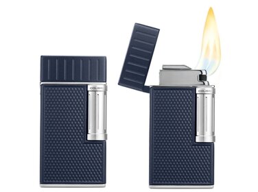 Colibri  Feuerzeug Julius Navy/Chrom mit Doppel-Softflamme