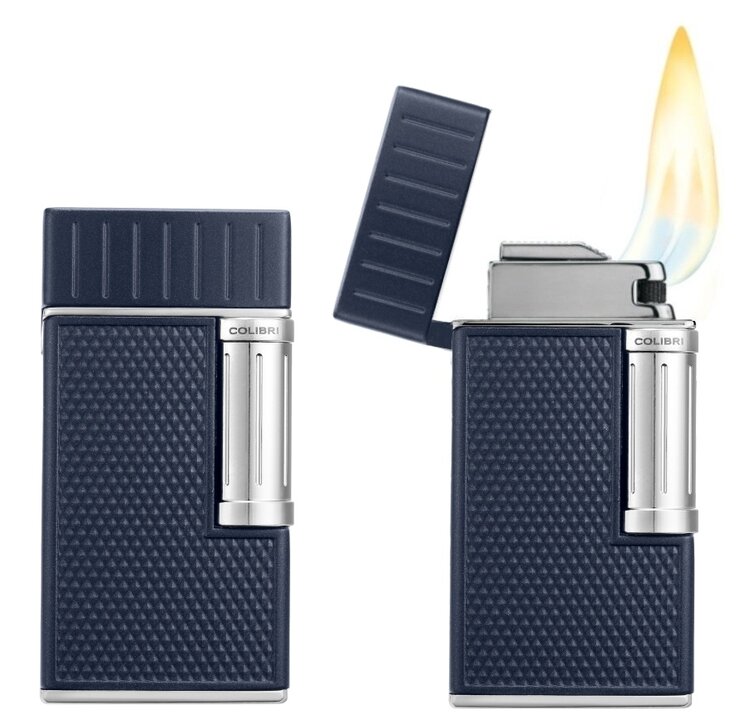 Colibri  Julius Feuerzeug Navy/Chrom mit Doppel-Softflamme