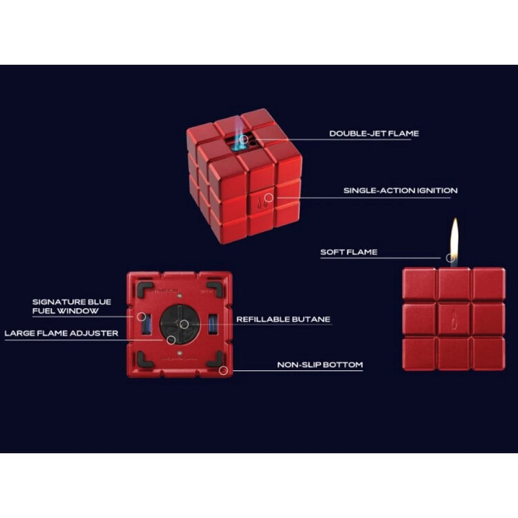 Colibri Heritage Cube Tischfeuerzeug Rot