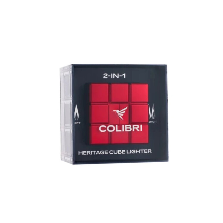 Colibri Heritage Cube Tischfeuerzeug Rot