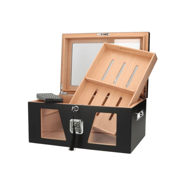 Angelo Gastro-Humidor Schwarz abschliessbar für 100–120 Zigarren