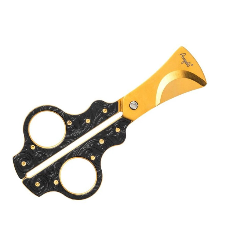 Angelo  Zigarrenschere Schwarz matt mit Gold