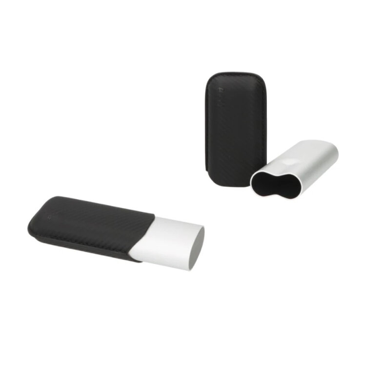 Angelo Zigarrenetui Silber/Carbon teleskopisch für 2 Zigarren