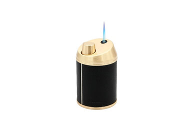 Adorini Jet Edge Tischfeuerzeug Schwarz/Gold mit Jet-Flamme