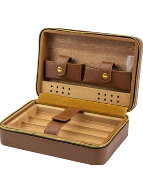 Graziani Reisehumidor Schwarz Rautenmuster mit Cutter für 5–10 Zigarren