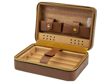 Graziani Reisehumidor Schwarz Rautenmuster mit Cutter für 5–10 Zigarren