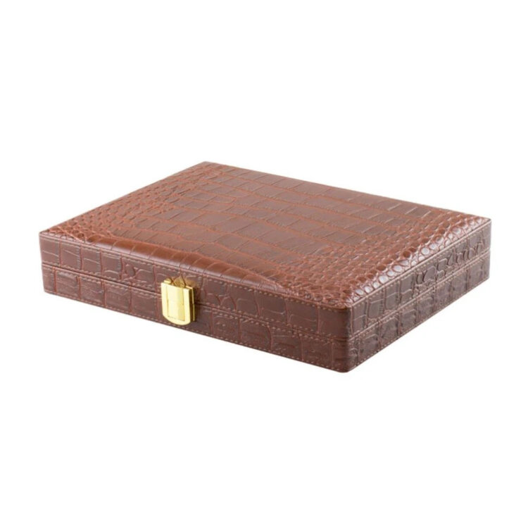 Graziani  Reisehumidor Braun Kroko-Optik für 10 Zigarren