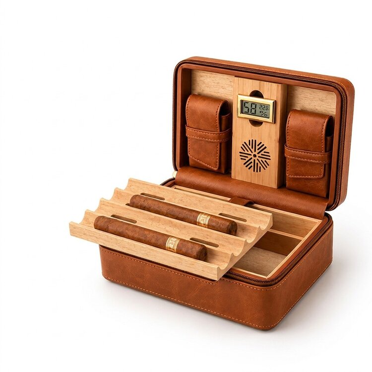 Guevara  ZD013 Reisehumidor Braun für 8 Zigarren