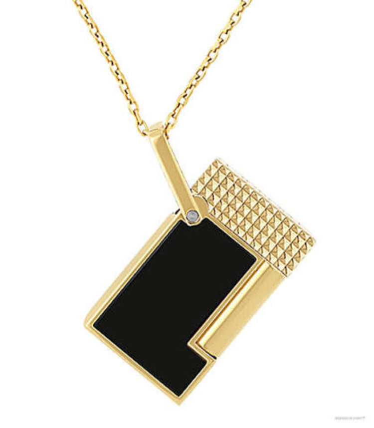 S.T. Dupont Necklace Feuerzeug an Halskette Schwarz/Gold K27077CH