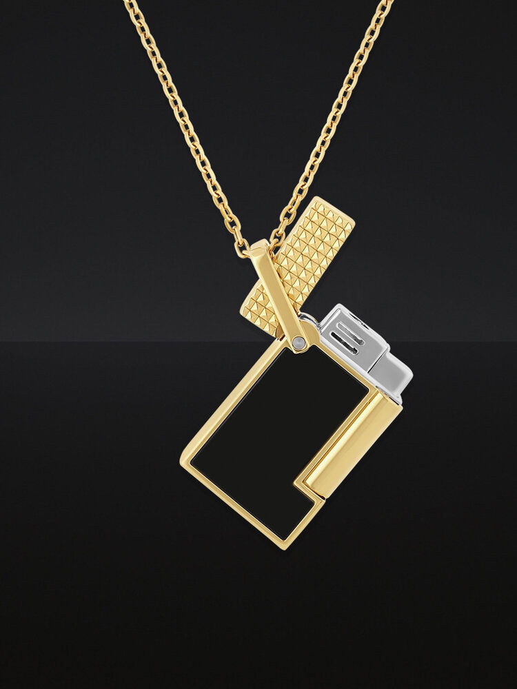 S.T. Dupont Necklace Feuerzeug an Halskette Schwarz/Gold K27077CH