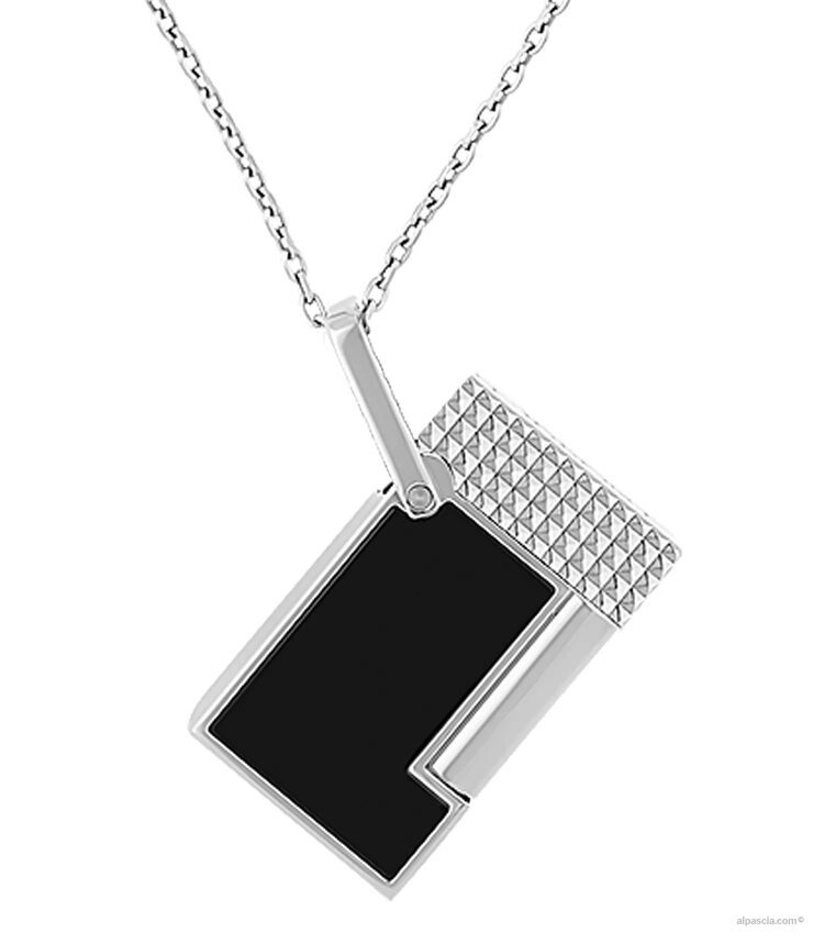 S.T. Dupont Necklace Feuerzeug an Halskette Schwarz/Silber K27076CH