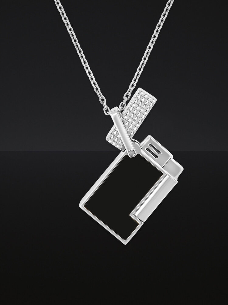 S.T. Dupont Necklace Feuerzeug an Halskette Schwarz/Silber K27076CH