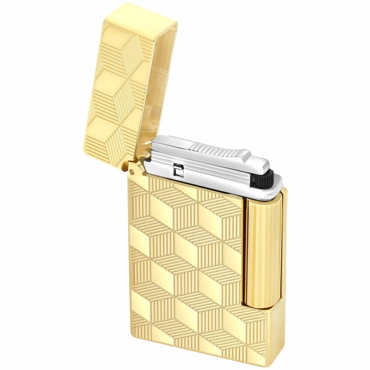 S.T. Dupont Initial Feuerzeug Cube Gelbgold 020841