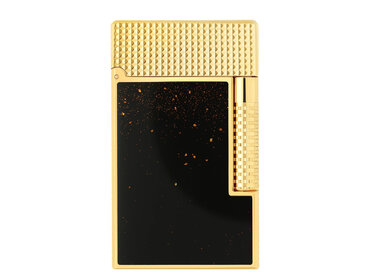 S.T. Dupont  Feuerzeug Le Grand Cling Dust Schwarz/Gelbgold Dual-Flame